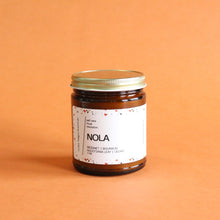 Load image into Gallery viewer, NOLA Hand Poured Candle. Bourbon. Beignet. Nicotiana Leaf. Amber Resin. 7 oz. Cotton Wick.