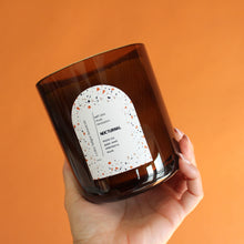 Load image into Gallery viewer, NOCTURNAL Hand Poured Candle. Elderberry. Iris. Orris. Rose. Gajar Seed. Musk. 22 oz. Triple Cotton Wick. Amber.