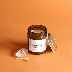 AMALFI AIR Hand Poured Candle. Crushed Sage. Driftwood. Citrus Peel. Sea Salt. 7 oz. Wood Wick. Cotton Wick.