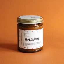 Load image into Gallery viewer, BALDWIN Hand Poured Candle. Cedar Smoke. Cardamom. Oud. Incense. Black Pepper. 7 oz. Cotton Wick.