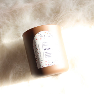 PRISM Hand Poured Candle. Cranberry Sauce. Crunchy Leaves. Apple Peel. Cotton Wick. 12 oz. Cocoa Brown. Large.