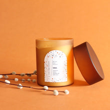 Load image into Gallery viewer, VIGIL Hand Poured Candle. Vetiver. Cardamom. Lavender Leaf. Lemon Rind. Clove. 16 oz oz. Double Cotton Wick. Tangerine and Amber.