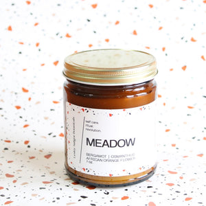 MEADOW Hand Poured Candle. Osmanthus. Orchid. Freesia. Vanilla Bean. Cotton Wick. 7 oz.