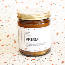 Load image into Gallery viewer, PRISM Hand Poured Candle. Crunchy Leaves. Cranberry Sauce. Allspice. Apple Peel. Clove.  7 oz. Cotton Wick.