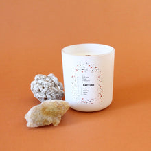 Load image into Gallery viewer, RAPTURE Hand Poured Candle. Tonka. Cocoa Butter. Jasmine. Olive Wood. Wood Wick. 12 oz. Matte White.