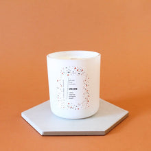 Load image into Gallery viewer, UNION Hand Poured Candle. Tuberose. Crisp Linen. Suede. Apricot. Wood Wick. 12 oz. Matte White.