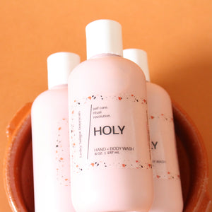 HOLY Hand and Body Wash. Sandalwood. Carnation. Musk. Pink Clay. Argan Oil. 8 oz.