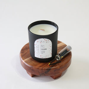 CHIRON Hand Poured Candle. Blackberry. Clary Sage. Tea. Large Wood Wick Candle. Matte Black.