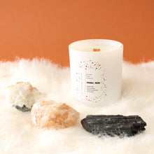 Load image into Gallery viewer, ORANGE MOON Hand Poured Candle. Blood Orange. Ginger Snap. Cacao Blanc. Wood Wick. 12 oz. Matte White.