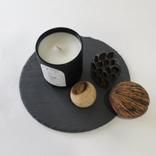Load image into Gallery viewer, CHIRON Hand Poured Candle. Blackberry. Clary Sage. Tea. Large Wood Wick Candle. Matte Black.