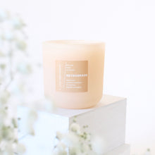 Load image into Gallery viewer, RETROGRADE Hand Poured Candle. Wood Wick. Elemi Resin. Lit Matches. Unrefined Beeswax. Big Leaf Mahogany. 14 oz. Blush Peach Matte. Large.