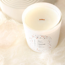 Load image into Gallery viewer, HIATUS Hand Poured Candle. Tuberose. Peony. Warm Woods. Wood Wick. 12 oz. Matte White.