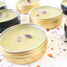 Load image into Gallery viewer, CALM BALM Aromatherapy To Go. All Natural. Lavender. Ylang Ylang. Amethyst. 2 oz Tin.